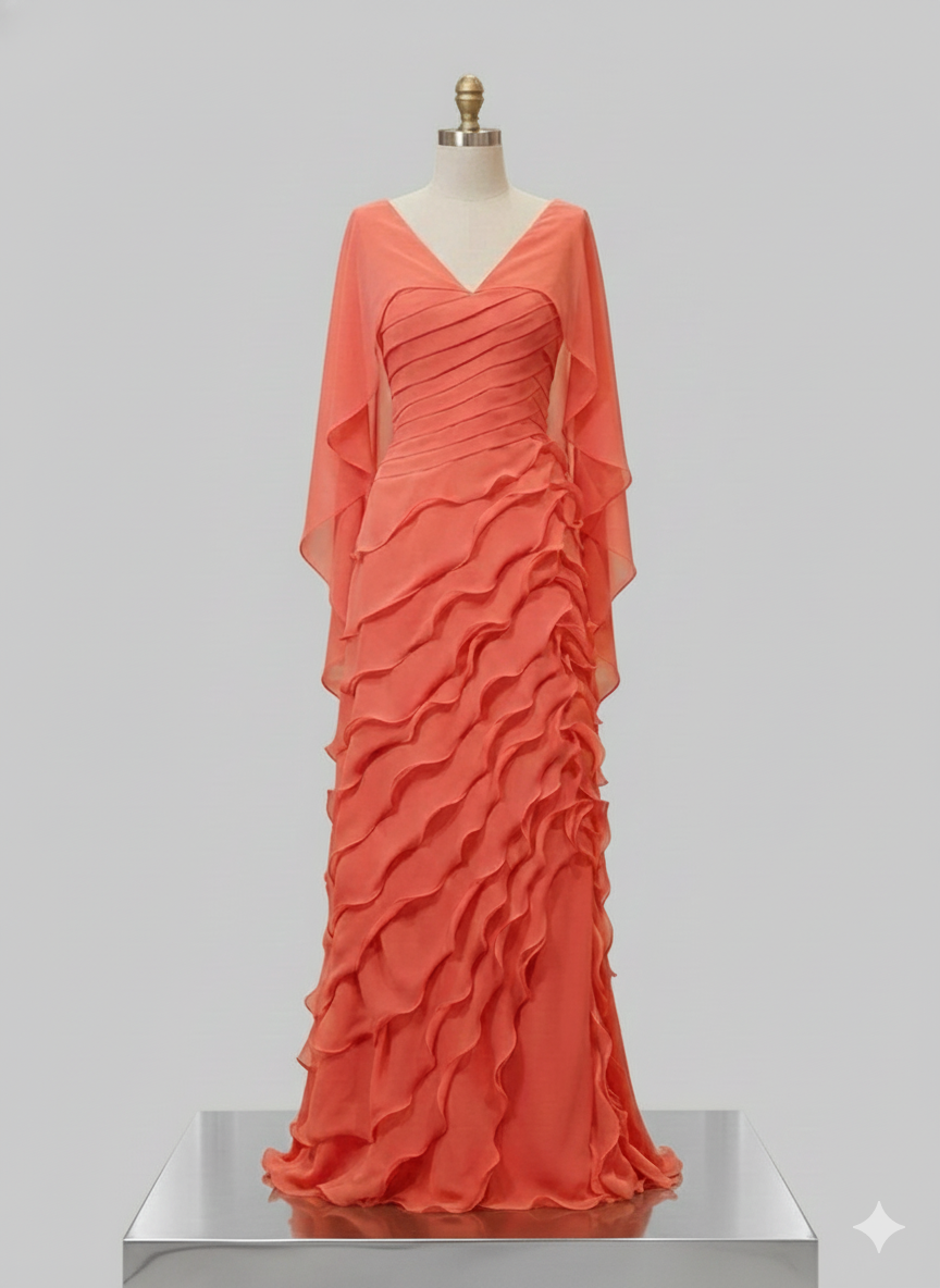 Vestido com saia de volants